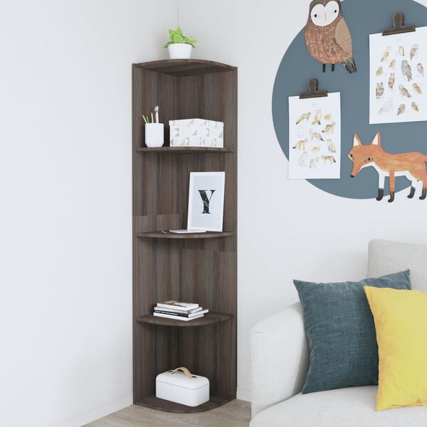 vidaXL Samostojeće kutne police sive i hrast 40x41,5x180 cm od iverice