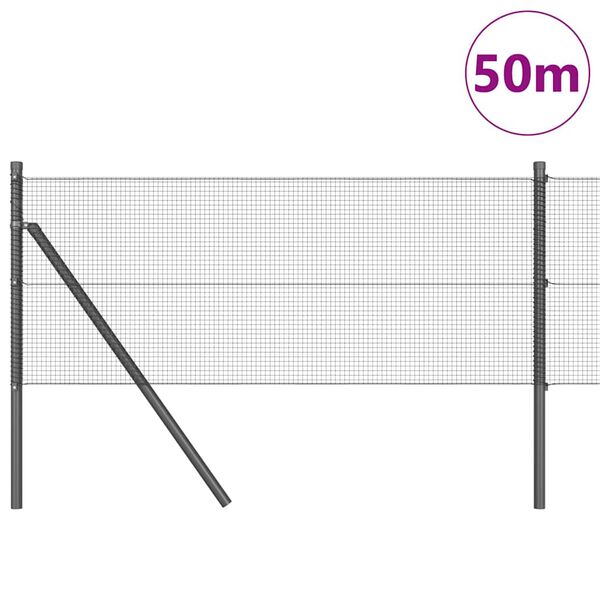 vidaXL Stup za ogradu Siva 50 x 0,5 m (12 x 12 mm mreža) Čelik i PVC