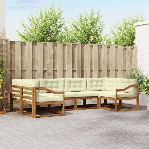 vidaXL Set vanjskih sofa s jastukom 6 pcs Prirodna i krem