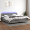 vidaXL Krevet box spring s madracem LED tamnosivi 200x200 cm tkanina