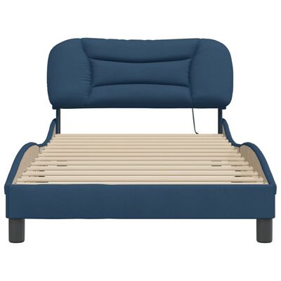 vidaXL Okvir kreveta s LED svjetlima plavi 100 x 200 cm od tkanine