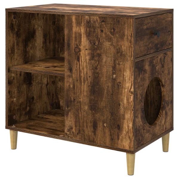 vidaXL Mačja Kuća Dimljeni hrast 72 x 42.5 x 70 cm Konstruirano drvo