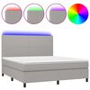 vidaXL Krevet box spring s madracem LED svjetlosivi 160x200 cm tkanina
