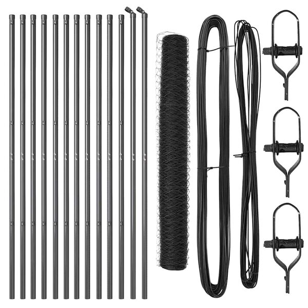 vidaXL Stup za ogradu Siva 25 x 1,4 m (mreža od 50 mm) Čelik i PVC