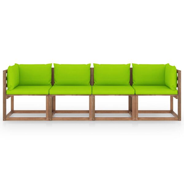 vidaXL Vrtni četverosjed od paleta od impregnirane borovine i jastuci