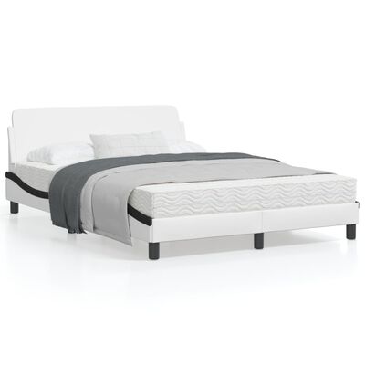 vidaXL Okvir kreveta s uzglavljem bijelo-crni 140x190 cm umjetna koža