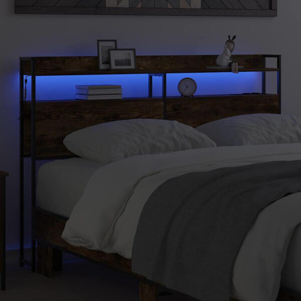 vidaXL Skladi&scaron;no uzglavlje Dimljeni hrast 120 cm Konstruirano drvo