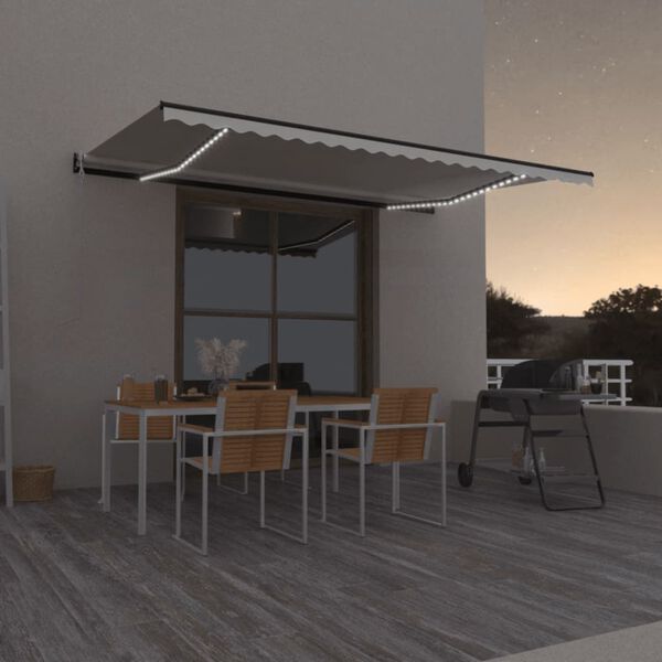 vidaXL Automatska tenda sa senzorom za vjetar LED 500 x 300 cm krem