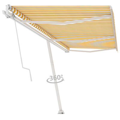 vidaXL Samostojeća automatska tenda 600 x 350 cm žuto-bijela