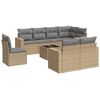 vidaXL 9-dijelni set vrtnih sofa s jastucima bež od poliratana