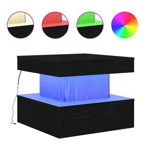 vidaXL Klub stolić s LED svjetlima crni hrast 50x50x40 cm