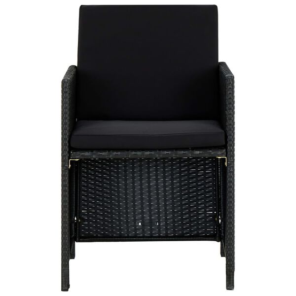 vidaXL 5-dijelni vrtni blagovaonski set od poliratana s jastucima crni