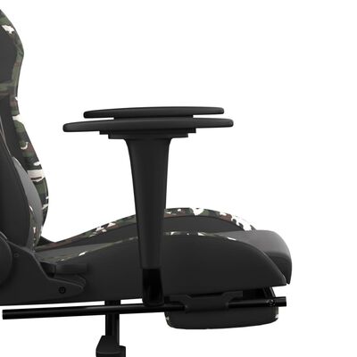vidaXL Masažna igraća stolica s osloncem crno-maskirna od umjetne kože