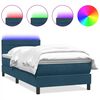 vidaXL Box Spring krevet s madracem i LED tamnoplavi 100x220 cm bar&scaron;un