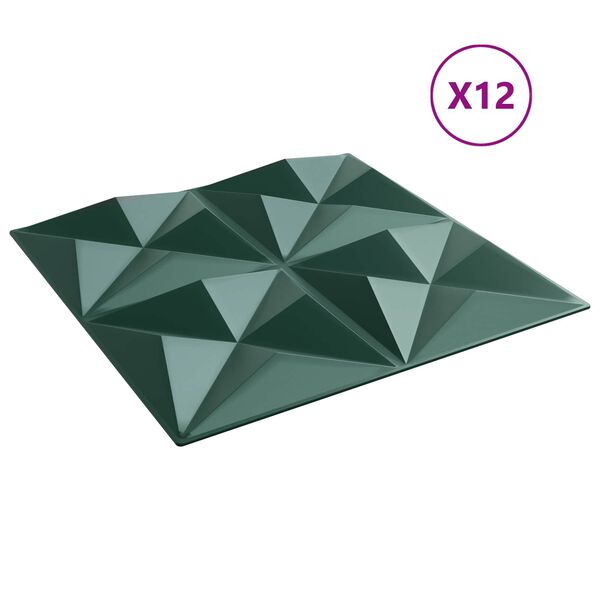 vidaXL Zidne panele 12 pcs Origami zelena 50 x 50 cm XPS pjena