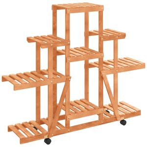 vidaXL Stalak za cvijeće s kotačima 110x25x101 cm od masivne jelovine