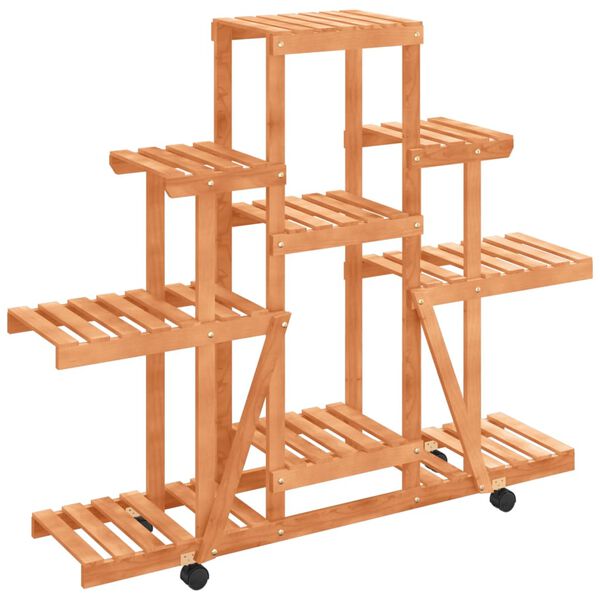 vidaXL Stalak za cvijeće s kotačima 110x25x101 cm od masivne jelovine