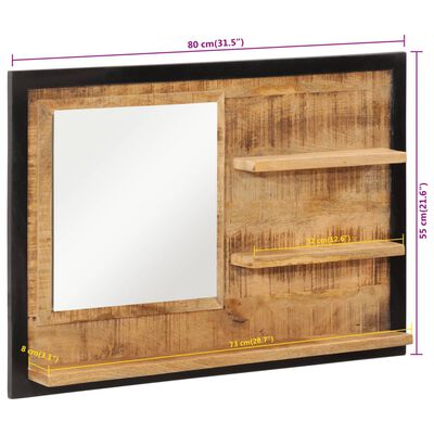 vidaXL Ogledalo s policama 80x8x55 cm od stakla i masivnog drva manga