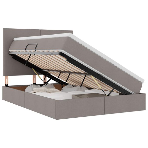 vidaXL Krevet s prostorom za pohranu s LED-om Sivo-smeđa 140 x 190 cm