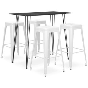 vidaXL 5-dijelni barski set crno-bijeli