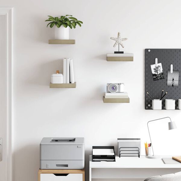 vidaXL Plutajuće zidne police 4 kom boja hrasta 23 x 23,5 x 3,8 cm MDF