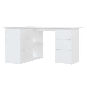 vidaXL Kutni radni stol bijeli 145 x 100 x 76 cm konstruirano drvo