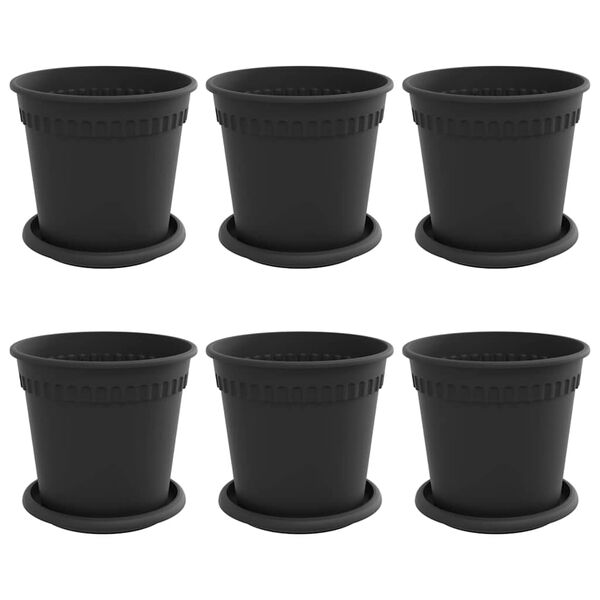 vidaXL Saksije za biljke 6 pcs Crna &Oslash; 17 x 14 cm Plastika