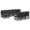 vidaXL Set vanjskih sofa 9 kom. 10-sjedala Crna i tamno siva Poliester