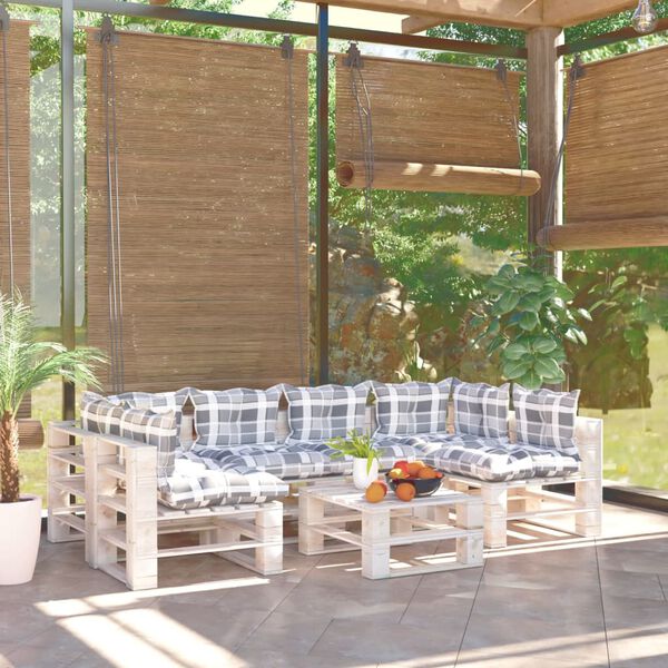 vidaXL 7-dijelna vrtna garnitura od paleta od borovine s jastucima