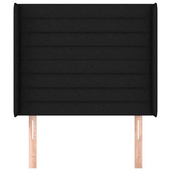 vidaXL Uzglavlje s u&scaron;ima crno 93x16x118/128 cm od tkanine