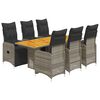 vidaXL 7-dijelni vrtni bistro set od poliratana s jastucima sivi