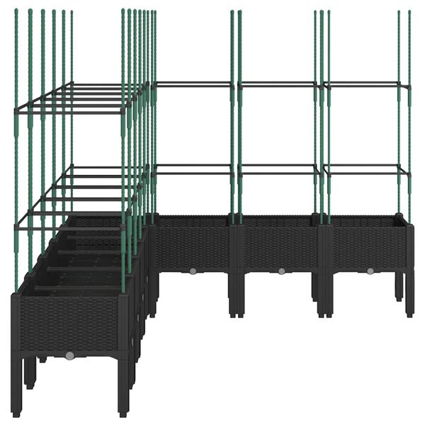 vidaXL Vrtna sadilica s re&scaron;etkom crna 200 x 160 x 142,5 cm PP