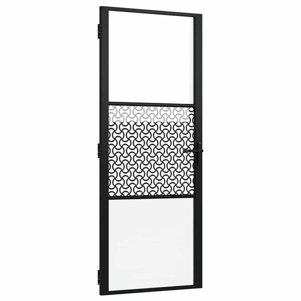 vidaXL Unutarnja vrata Crna 83 x 201.5 cm Kaljeno staklo i aluminij