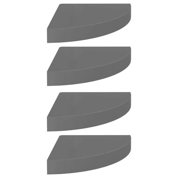 vidaXL Plutajuće kutne police 4 kom sjajne sive 25 x 25 x 3,8 cm MDF