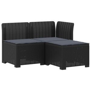vidaXL Dvosjedni vrtni sofa s jastucima u ratan izgledu 3-sjedalo PP