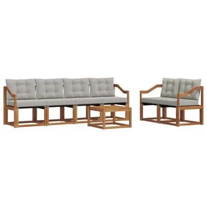 vidaXL Set vanjskih sofa 7 kom. Prirodna i svijetlo siva
