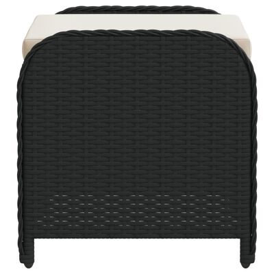 vidaXL Vrtni tabure s jastukom crni 58x46x46 cm od poliratana