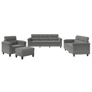 vidaXL 4-dijelni set sofa s jastucima tamnosivi od mikrovlakana