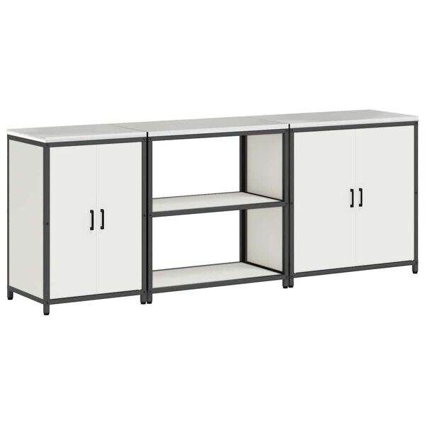 vidaXL Kuhinjski set za pohranu s policom Ostalo 3 pcs Bijelo Čelik