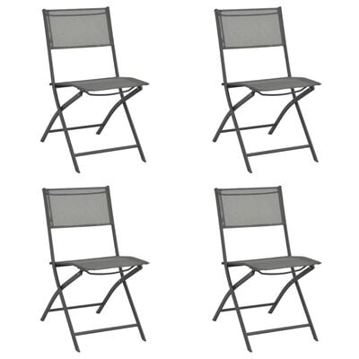 vidaXL Sklopive vrtne stolice 4 kom sive od čelika i tekstilena