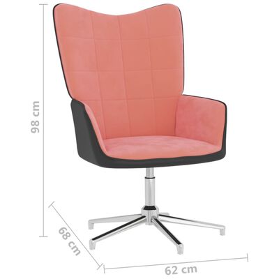 vidaXL Stolica za opuštanje ružičasta od baršuna i PVC-a