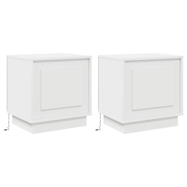 vidaXL Noćni ormar 2 pcs Bijelo 44 x 34,5 x 45 cm Konstruirano drvo