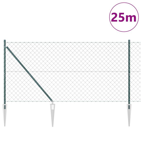 vidaXL Stup za ogradu Zelena 25 x 1,4 m (60 x 60 mm mreža) Čelik i PVC