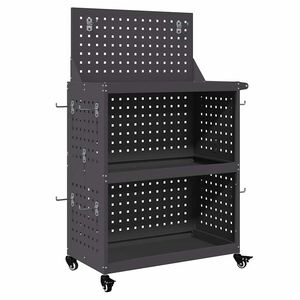 vidaXL Količar za alate s policom Crna 65 x 35 x 111 cm Čelična vrata