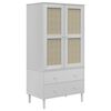 vidaXL Komoda SENJA bijela izgled ratana 90x55x175 cm masivna borovina