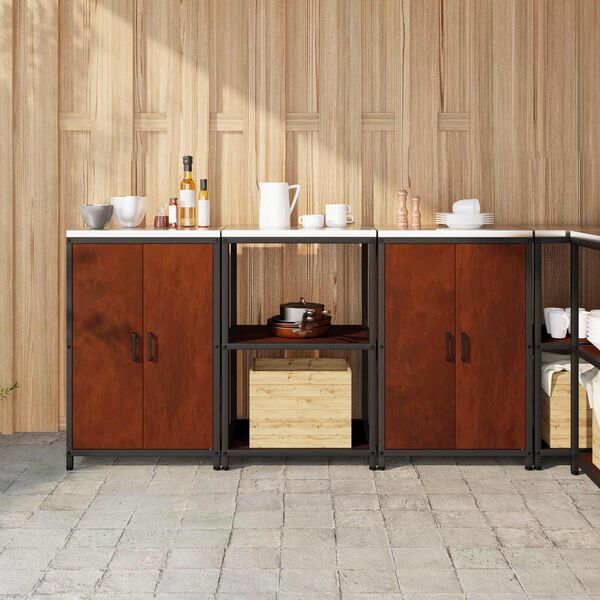 vidaXL Kuhinjski set za pohranu s policom s pohranom 3 pcs Rđa