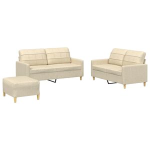 vidaXL 3-dijelni set sofa s jastucima krem od tkanine