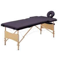 vidaXL Sklopivi stol za masažu s 2 zone drveni ljubičasti