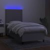 vidaXL Krevet box spring s madracem LED svjetlosivi 90x190 cm tkanina