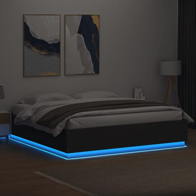 vidaXL Okvir kreveta s LED svjetlima crni 180x200 cm konstruirano drvo